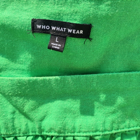 Who What Wear Green Linen Blend Dress - Picture 13 of 14